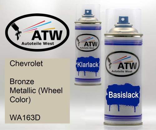 Chevrolet, Bronze Metallic (Wheel Color), WA163D: 400ml Sprühdose + 400ml Klarlack - Set, von ATW Autoteile West.